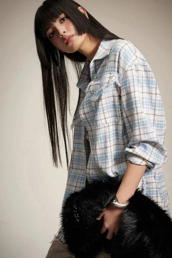 Distressed Plaid Shirt