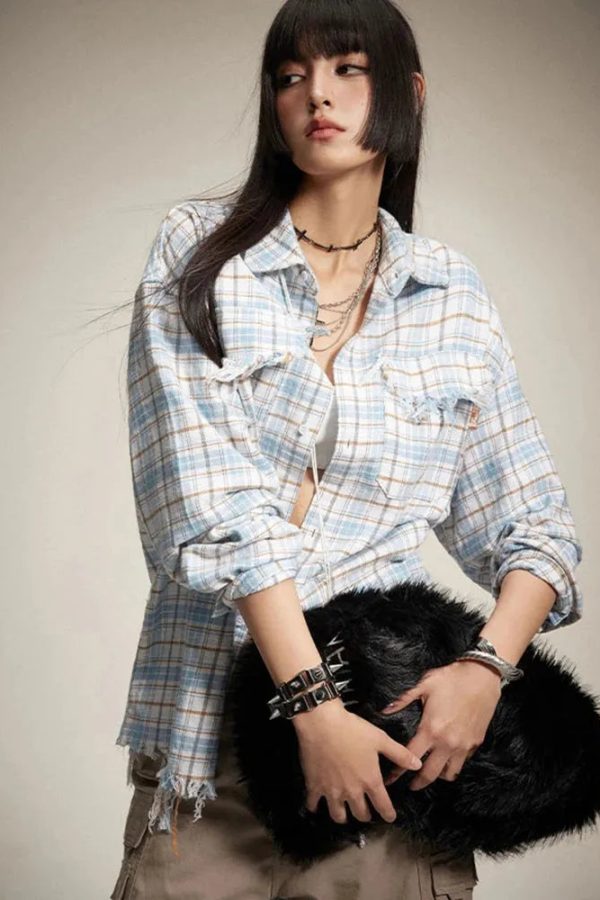 Distressed Plaid Shirt