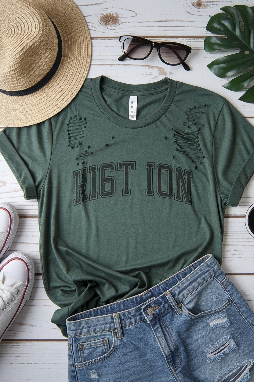 Distressed Tee Fashion: How to Style It Right outfit idea
