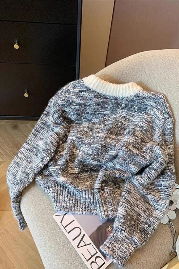 Dog Embroidered Double Zip-Up Knitted Cardigan