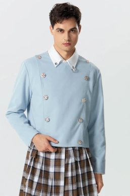 Double Breasted O-Neck Jacket