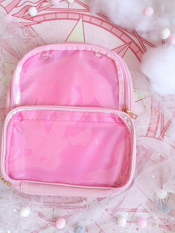 Double Window Candy PU Leather Backpack