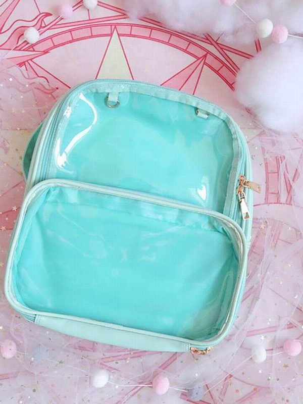 Double Window Candy PU Leather Backpack