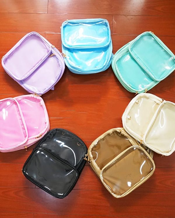 Double Window Candy PU Leather Backpack