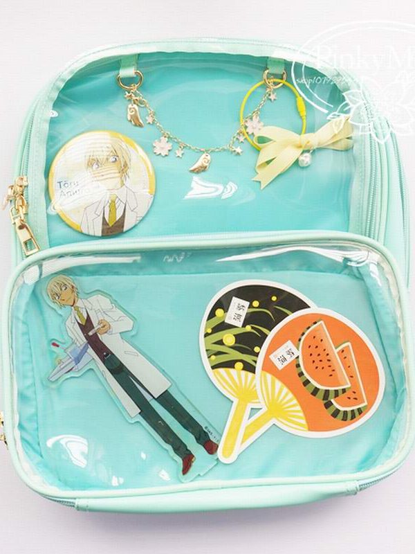 Double Window Candy PU Leather Backpack