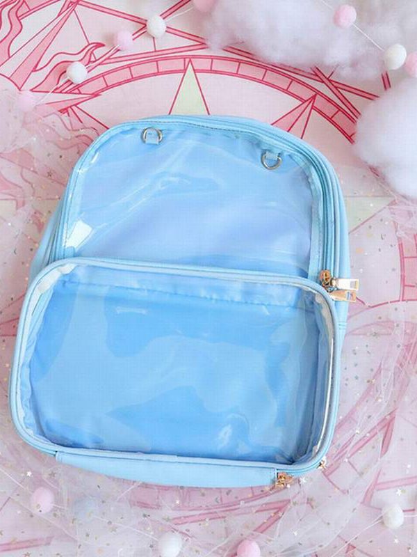 Double Window Candy PU Leather Backpack