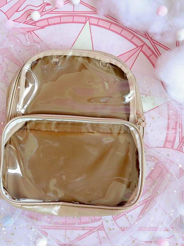 Double Window Candy PU Leather Backpack