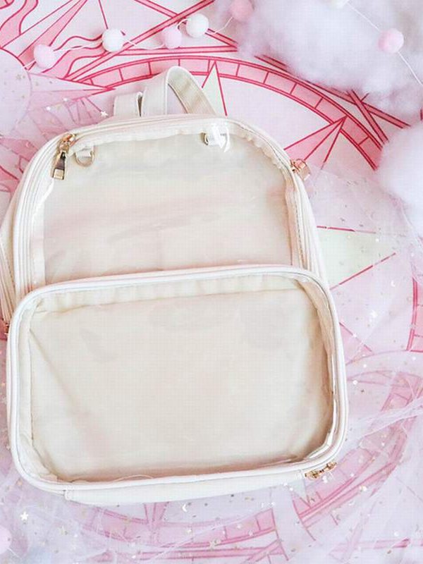 Double Window Candy PU Leather Backpack