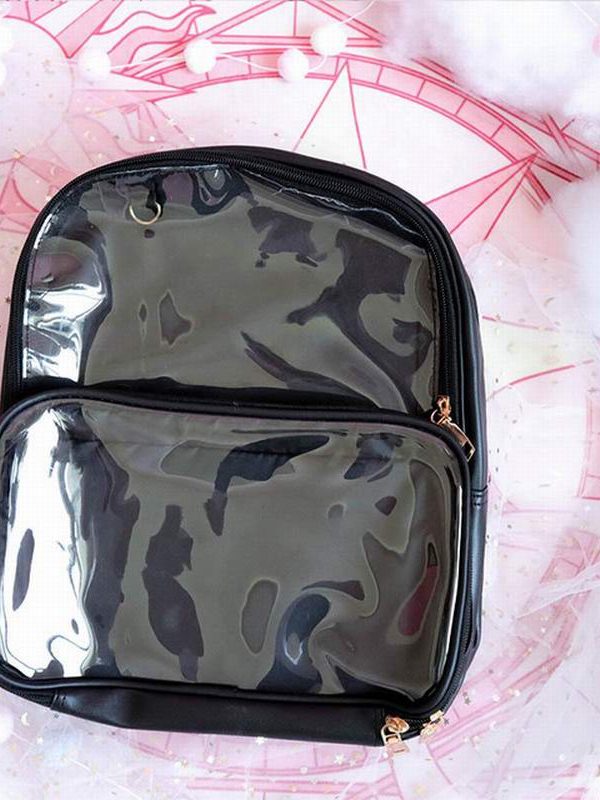 Double Window Candy PU Leather Backpack
