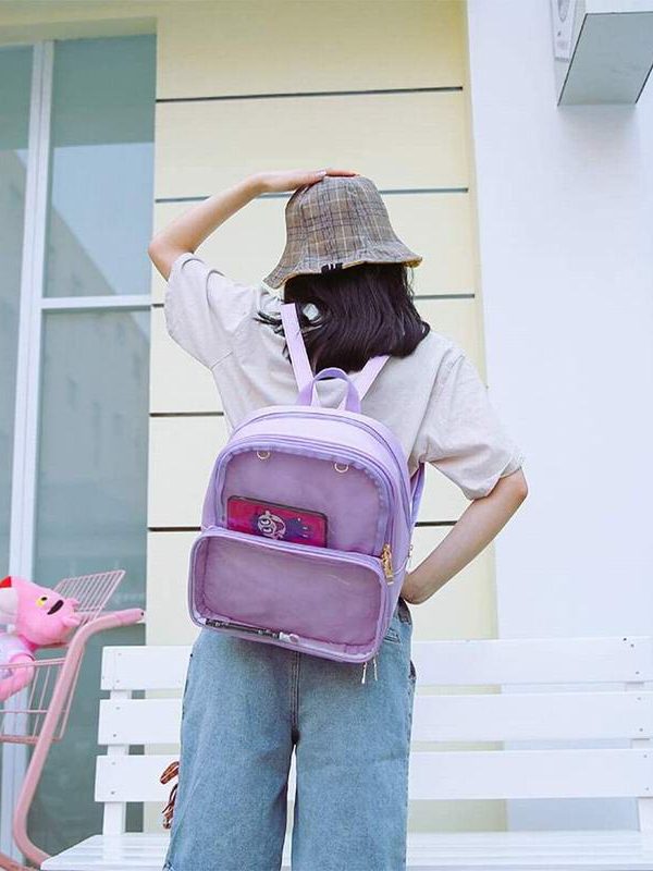 Double Window Candy PU Leather Backpack