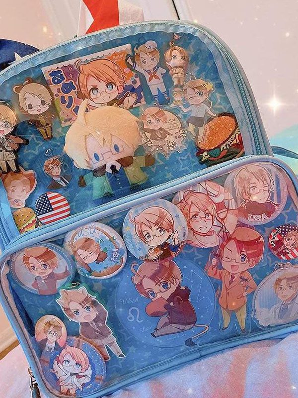 Double Window Candy PU Leather Backpack