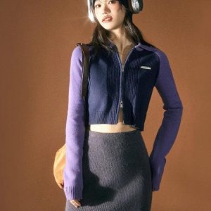 Double Zip-Up Crop Cardigan