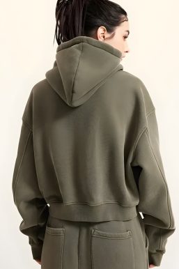 Double Zip-Up Cropped Hoodie