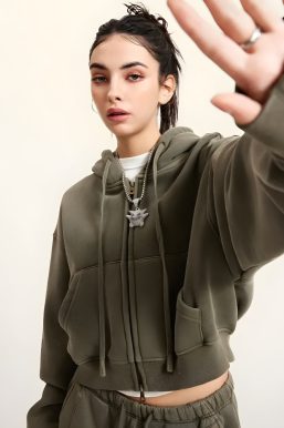 Double Zip-Up Cropped Hoodie