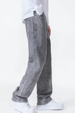Drawstring Belt Straight Leg Jeans