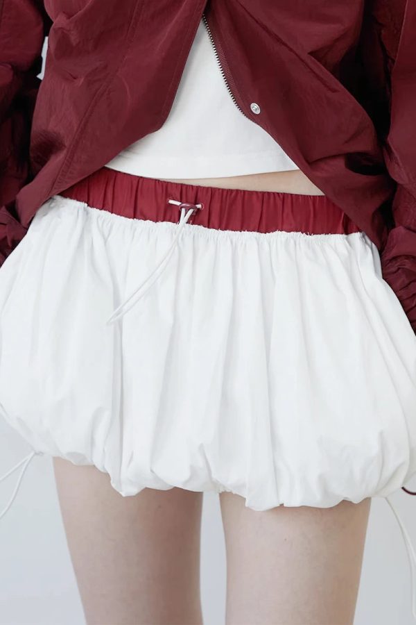 Drawstring Bubble Mini Skirt