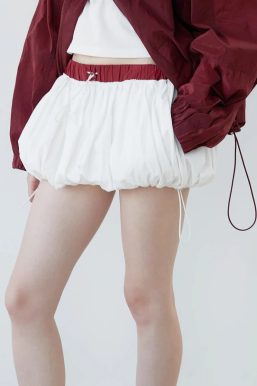 Drawstring Bubble Mini Skirt