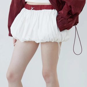 Drawstring Bubble Mini Skirt