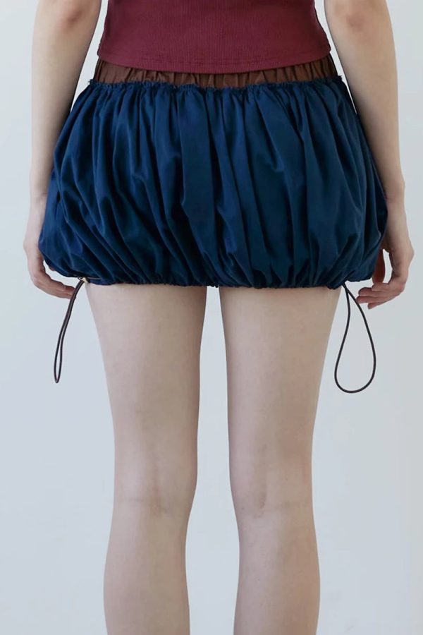 Drawstring Bubble Mini Skirt