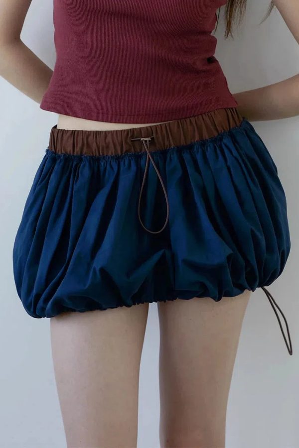 Drawstring Bubble Mini Skirt