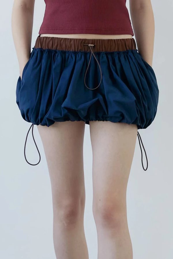 Drawstring Bubble Mini Skirt