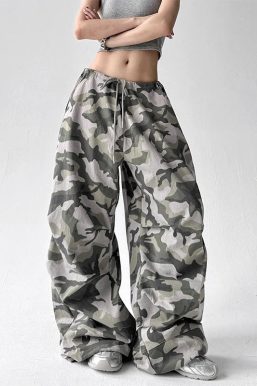Drawstring Camo Baggy Pants