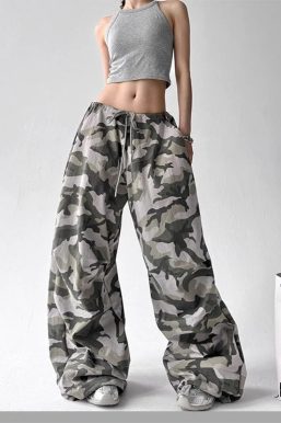 Drawstring Camo Baggy Pants