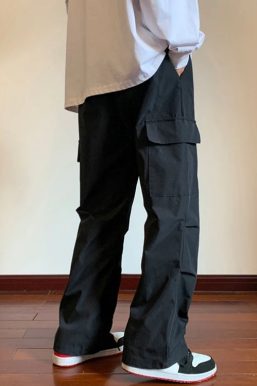 Drawstring Cargo Parachute Pants