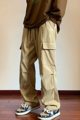 Drawstring Cargo Parachute Pants