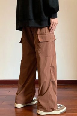 Drawstring Cargo Parachute Pants