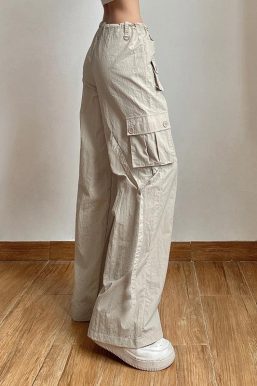 Drawstring Low Rise Cargo Pants