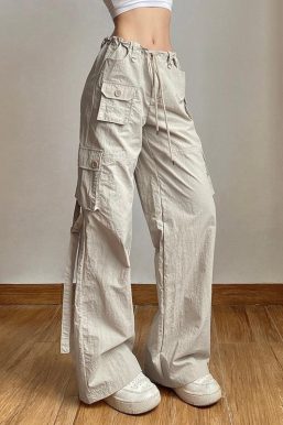 Drawstring Low Rise Cargo Pants