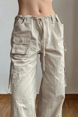 Drawstring Low Rise Cargo Pants