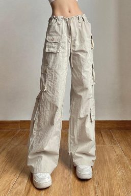 Drawstring Low Rise Cargo Pants
