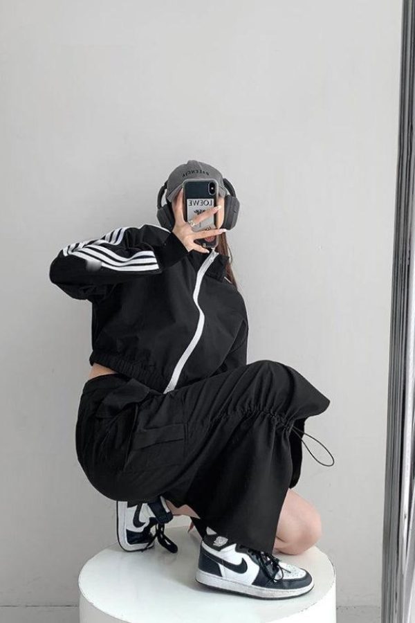 Drawstring Parachute Midi Skirt