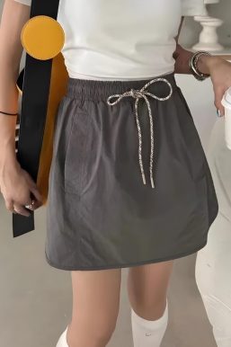 Drawstring Parachute Mini Skirt