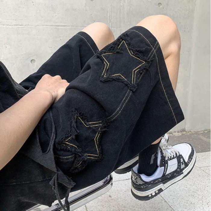 Drawstring Star Embroidered Shorts Drawstring Star Embroidered Shorts