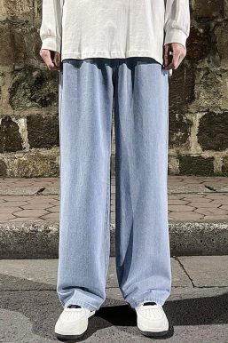 Drawstring Straight Leg Baggy Jeans