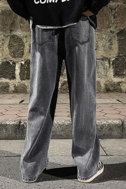 Drawstring Straight Leg Baggy Jeans