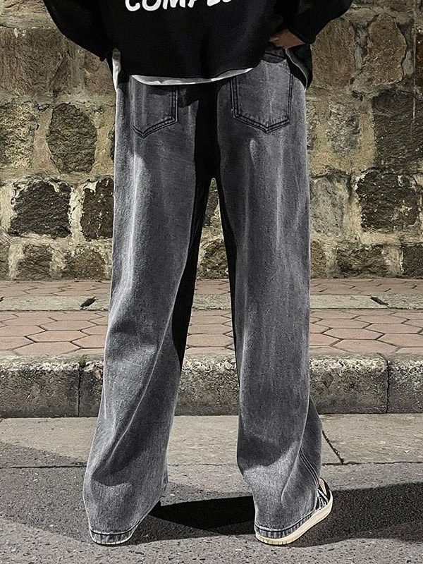Drawstring Straight Leg Baggy Jeans