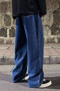Drawstring Straight Leg Baggy Jeans