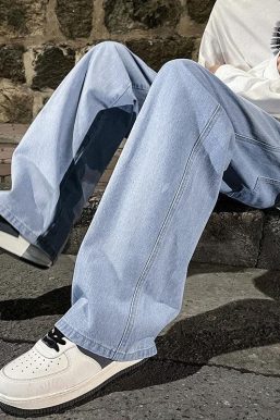Drawstring Straight Leg Baggy Jeans