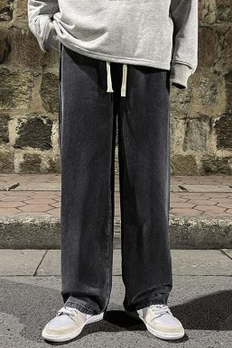 Drawstring Straight Leg Baggy Jeans