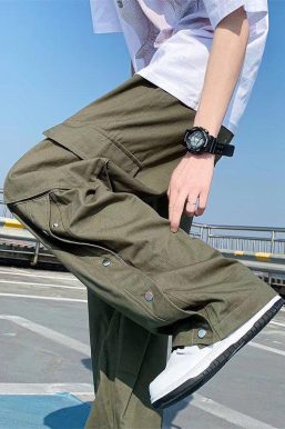 Elastic Waist Wide Leg Cargo Pants