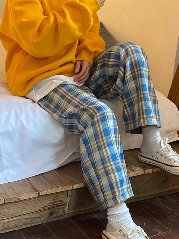 Elasticated Waist Checkered Sweatpants
