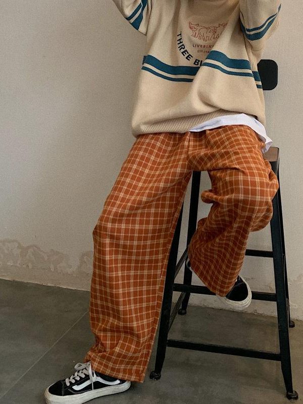 Elasticated Waist Checkered Sweatpants