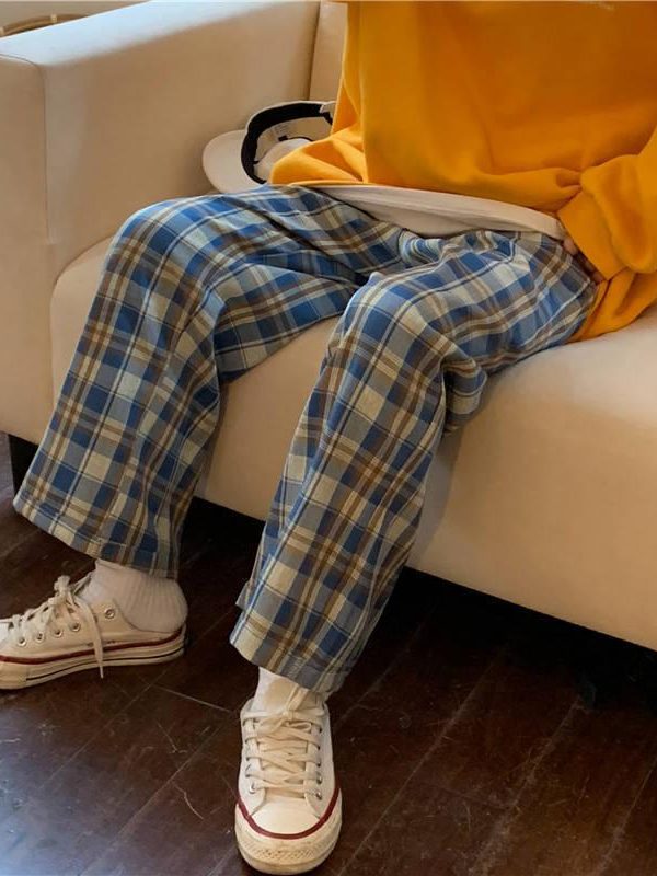 Elasticated Waist Checkered Sweatpants