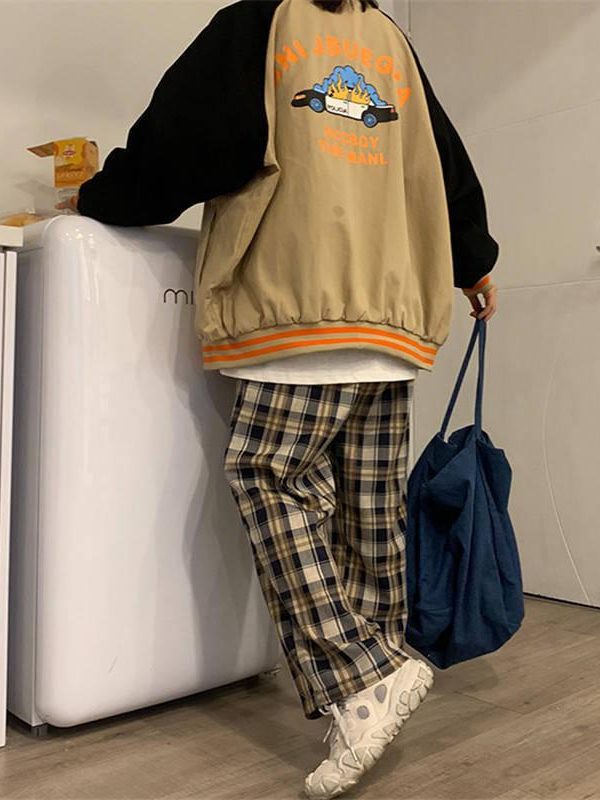 Elasticated Waist Checkered Sweatpants