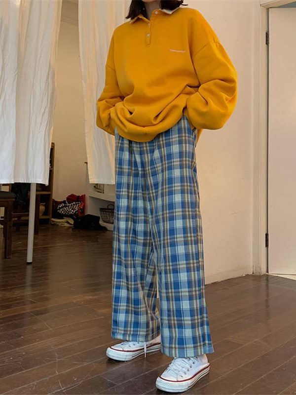Elasticated Waist Checkered Sweatpants