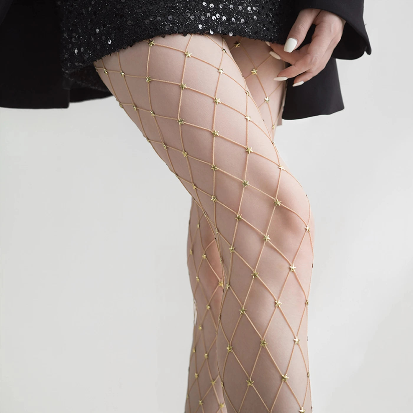 Embellished Stars Fishnet Tights